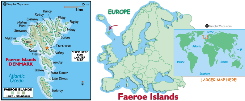 faroe islands denmark map